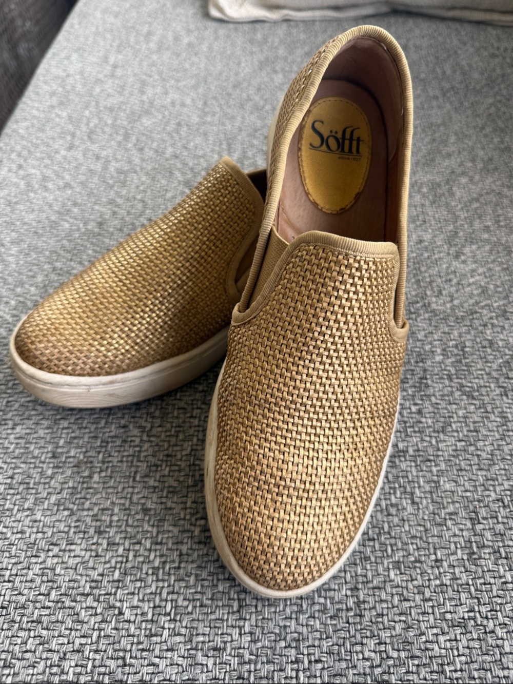 Söfft Woven Slip-On Flats in Tan
